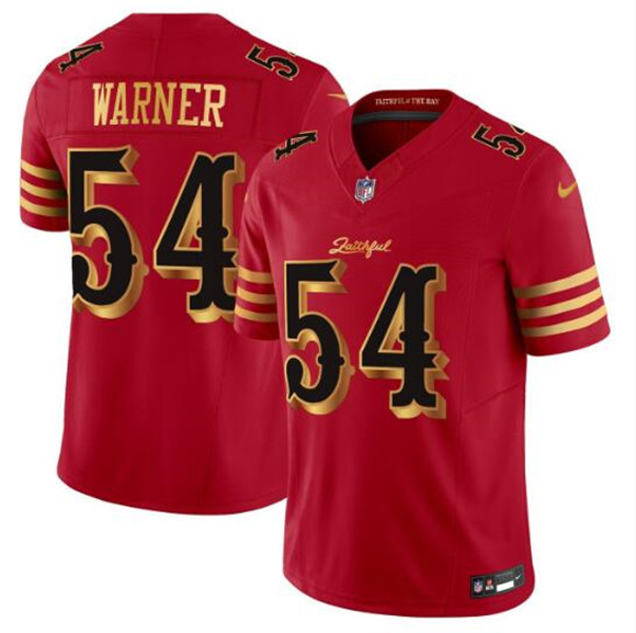 Men's San Francisco 49ers #54 Fred Warner Red Gold 2025 F.U.S.E. a??Rivalriesa?? Vapor Limited Football Stitched Jersey