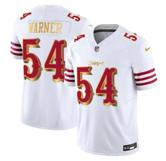 Men's San Francisco 49ers #54 Fred Warner White Gold 2025 F.U.S.E. a??Rivalriesa?? Vapor Limited Football Stitched Jersey