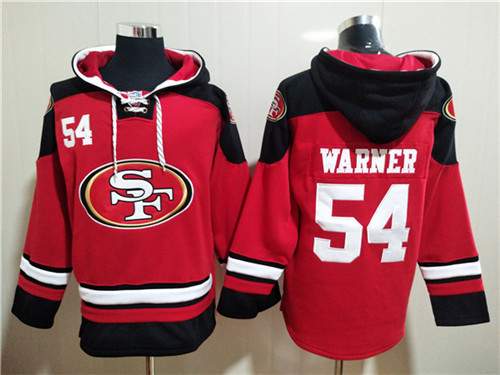 Men's San Francisco 49ers #54 Warner Scarlet Red All Stitched Sweatshirt Hoodie