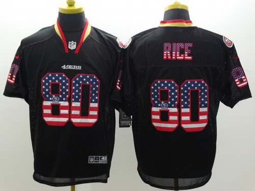 Men's San Francisco 49ers #80 Jerry Rice 2014 USA Flag Fashion Black Nik Elite Jerseys