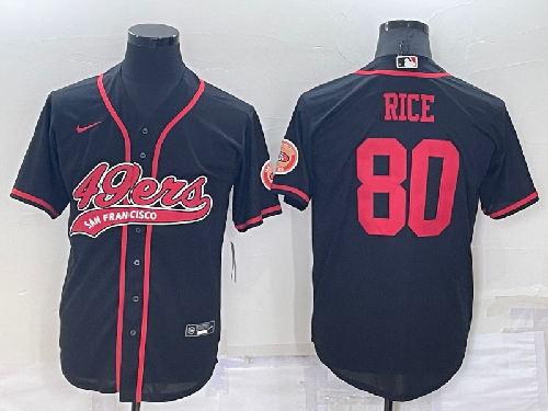 Men's San Francisco 49ers #80 Jerry Rice Black Cool Base Stitched Baseball Jersey