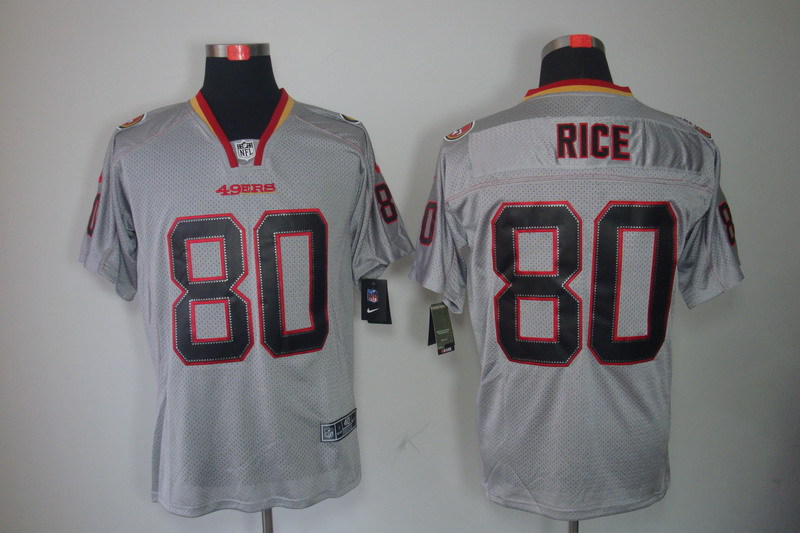Men's San Francisco 49ers #80 Jerry Rice Jersey Nik Elite Lights Out Gray