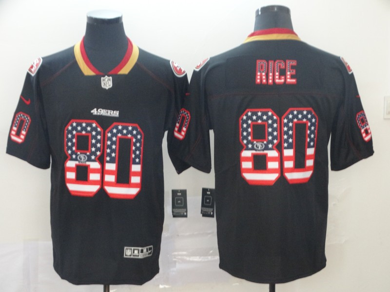 Men's San Francisco 49ers #80 Jerry Rice Nike USA Flag Fashion Black Limited Jersey