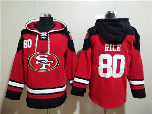 Men's San Francisco 49ers #80 Jerry Rice Red All Stitched Sweatshirt Hoodie