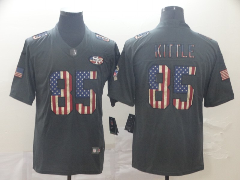 Men's San Francisco 49ers #85 George Kittle 2019 Olive Camo Salute to Service Limited Jersey