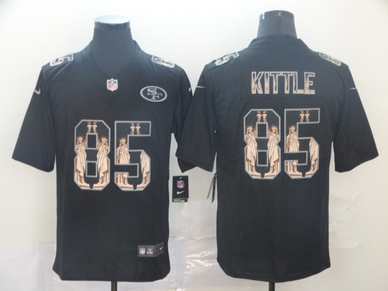 Men's San Francisco 49ers #85 George Kittle Black Nike Statue Of Liberty Legend Jersey