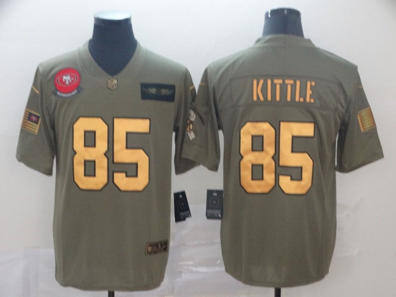 Men's San Francisco 49ers #85 George Kittle Nike Olive Gold 2019 Salute to Service Limited Jersey
