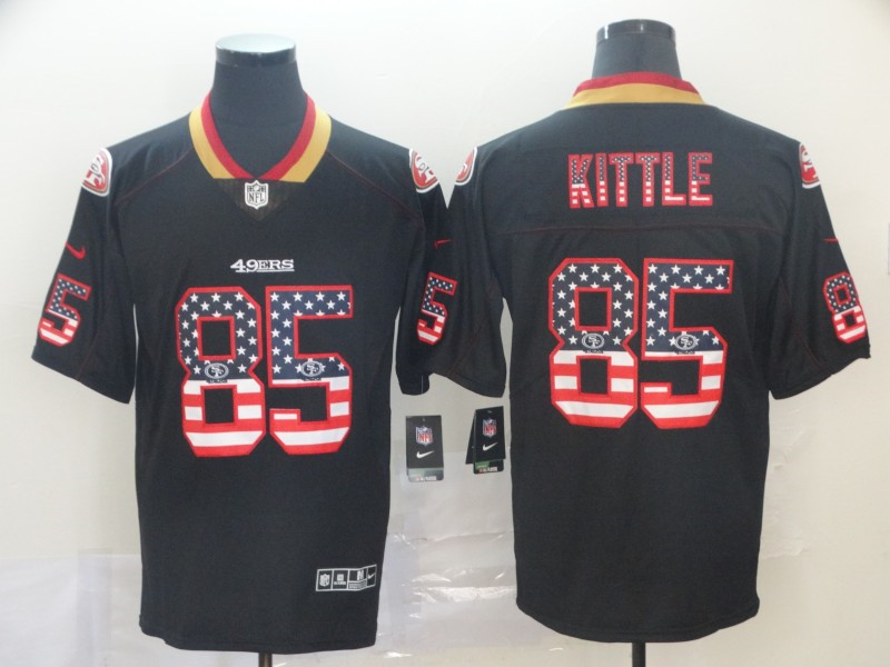 Men's San Francisco 49ers #85 George Kittle Nike USA Flag Fashion Black Limited Jersey