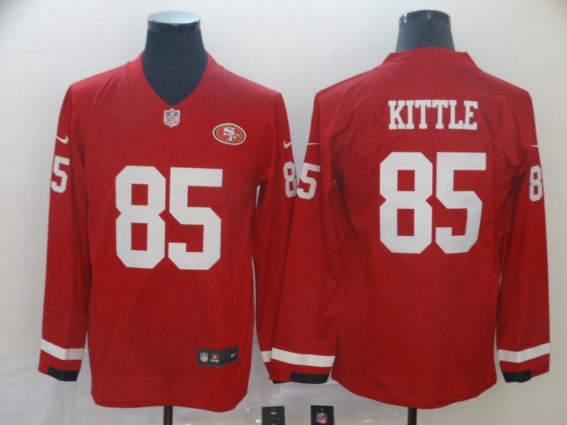 Men's San Francisco 49ers #85 George Kittle Teams Nike Therma Long Sleeve Jersey