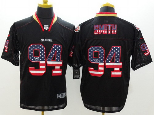 Men's San Francisco 49ers #94 Justin Smith 2014 USA Flag Fashion Black Nik Elite Jerseys