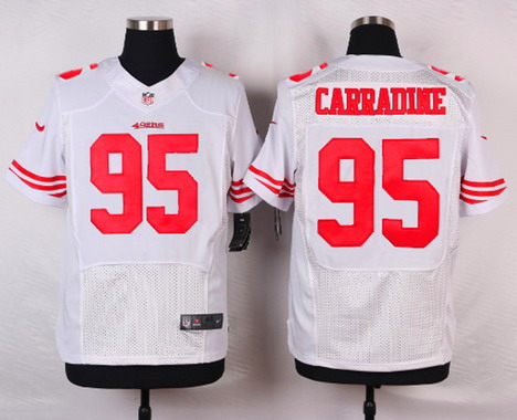 Men's San Francisco 49ers #95 Tank Carradine White Road NFL Nike Elite Jersey