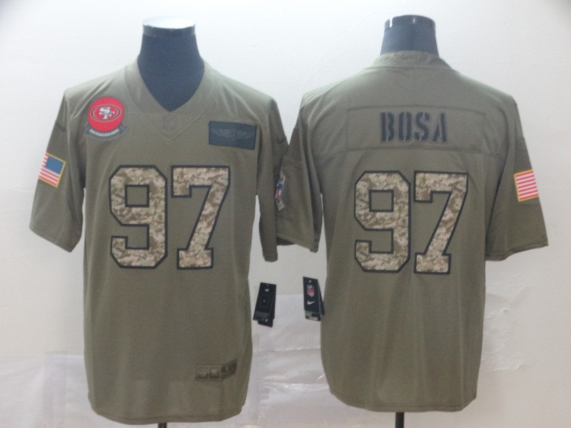 Men's San Francisco 49ers #97 Nick Bosa 2019 Olive Camo Salute to Service Limited Jersey