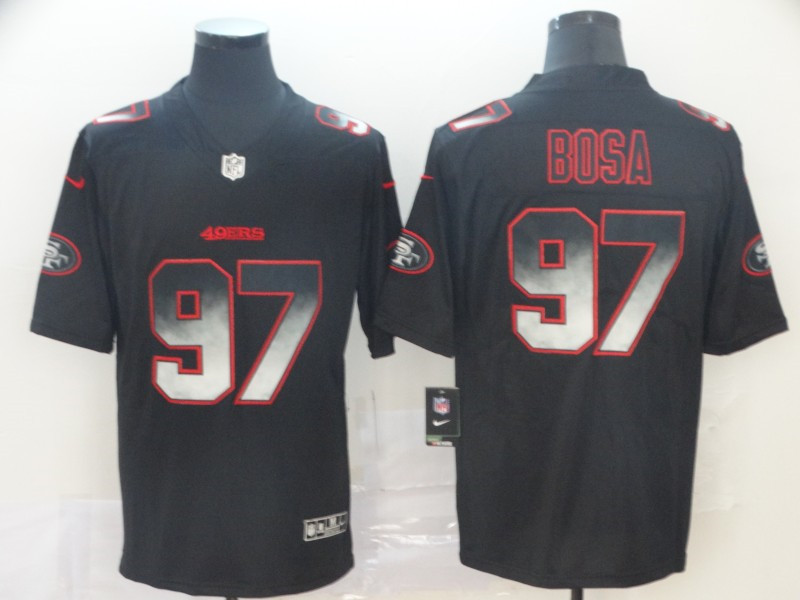 Men's San Francisco 49ers #97 Nick Bosa NFL TEAMS Black Smoke Fashion Limited Jersey