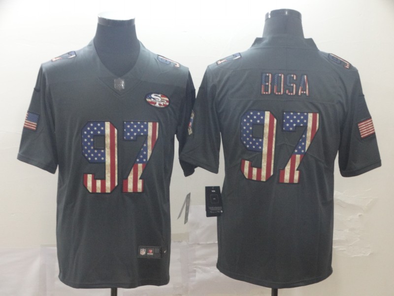 Men's San Francisco 49ers #97 Nick Bosa Nike USA Flag Retro Football Jersey