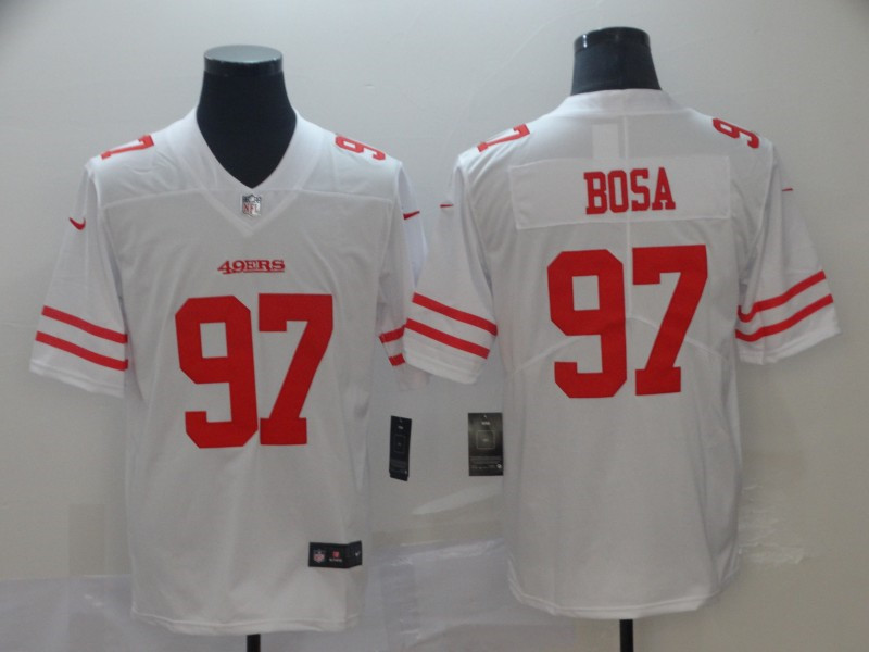 Men's San Francisco 49ers #97 Nick Bosa Nike White Vapor Limited Player Jersey