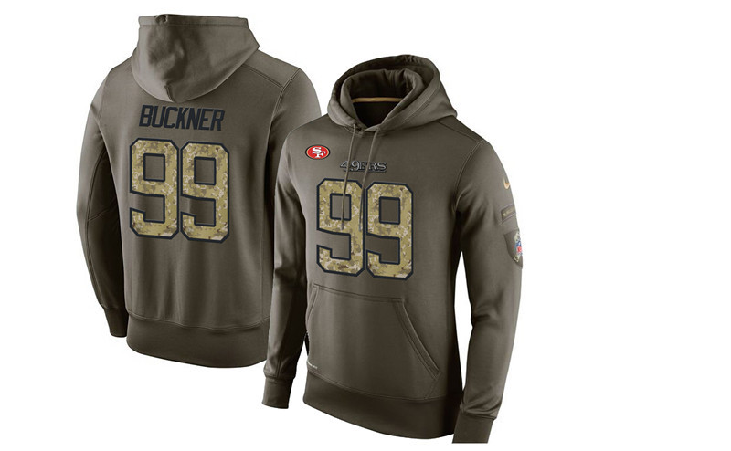 Men's San Francisco 49ers #99 DeForest Buckner Green Nike Olive Salute To Service KO Performance Limited Hoodie