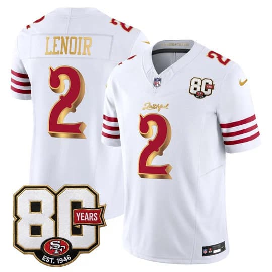 Men's San Francisco 49ers 80th Anniversary Patch Vapor Limited Jersey - RivalrieDeommodore Lenoir   2