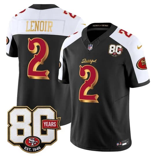 Men's San Francisco 49ers 80th Anniversary Patch Vapor Limited Jersey - RivalrieDeommodore Lenoir  #2