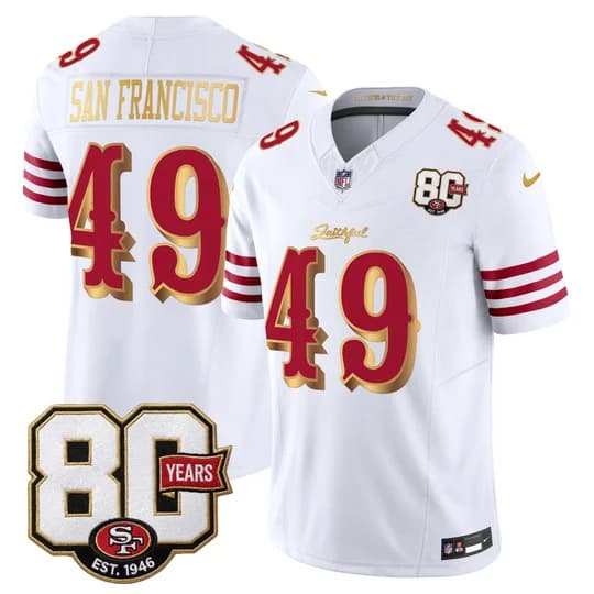 Men's San Francisco 49ers 80th Anniversary Patch Vapor Limited Jersey - Rivalries #49 San   Francisco