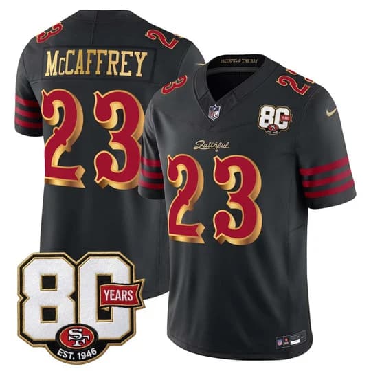 Men's San Francisco 49ers 80th Anniversary Patch Vapor Limited Jersey - Rivalries Christian McCaffrey