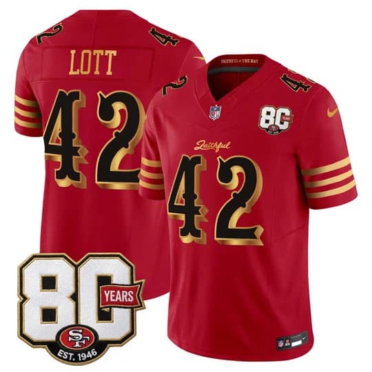 Men's San Francisco 49ers 80th Anniversary Patch Vapor Limited Jersey - Rivalries ERonnie Lott     42