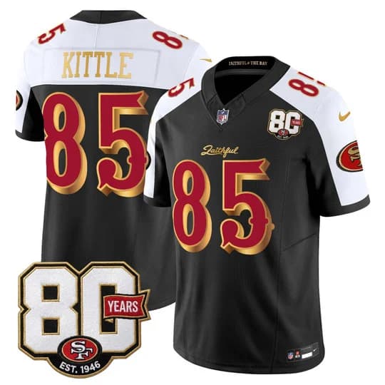 Men's San Francisco 49ers 80th Anniversary Patch Vapor Limited Jersey - Rivalries Ed85  George Kittle