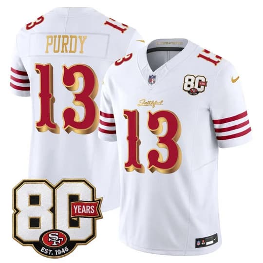 Men's San Francisco 49ers 80th Anniversary Patch Vapor Limited Jersey - Rivalries EdBrock Purdy    13
