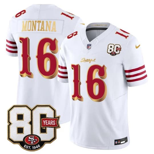 Men's San Francisco 49ers 80th Anniversary Patch Vapor Limited Jersey - Rivalries EdJoe Montana    16