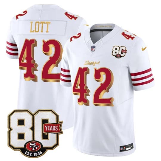 Men's San Francisco 49ers 80th Anniversary Patch Vapor Limited Jersey - Rivalries EdRonnie Lott    42