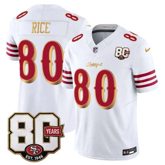 Men's San Francisco 49ers 80th Anniversary Patch Vapor Limited Jersey - Rivalries EditJerry Rice   80