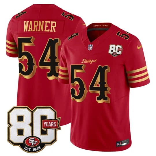 Men's San Francisco 49ers 80th Anniversary Patch Vapor Limited Jersey - Rivalries EditiFred Warner#54
