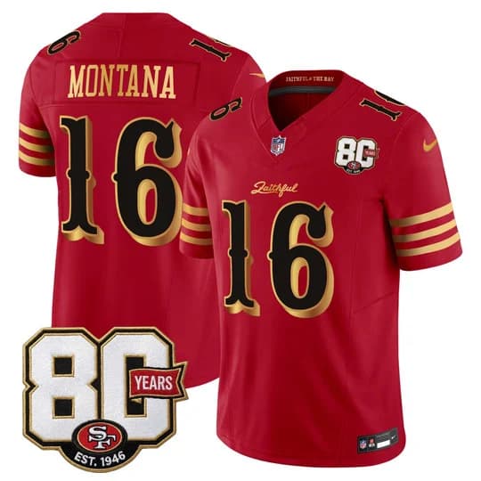 Men's San Francisco 49ers 80th Anniversary Patch Vapor Limited Jersey - Rivalries EditiJoe Montana#16