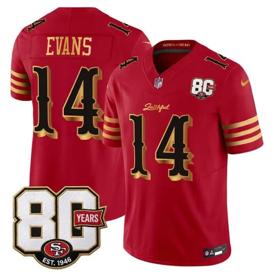 Men's San Francisco 49ers 80th Anniversary Patch Vapor Limited Jersey - Rivalries EditiMike Evans #14
