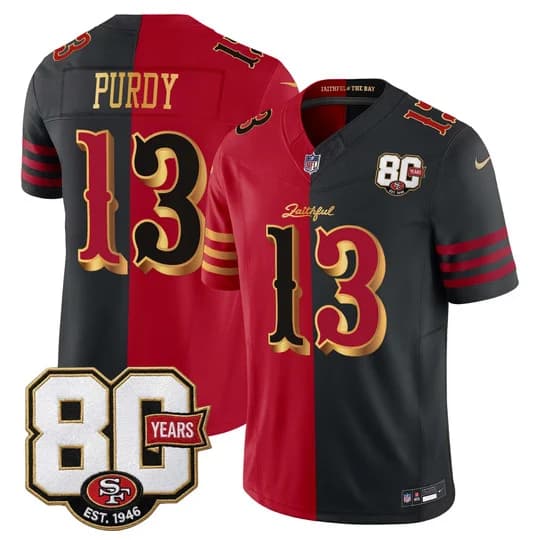 Men's San Francisco 49ers 80th Anniversary Patch Vapor Limited Jersey - Rivalries EditioBrock Purdy13