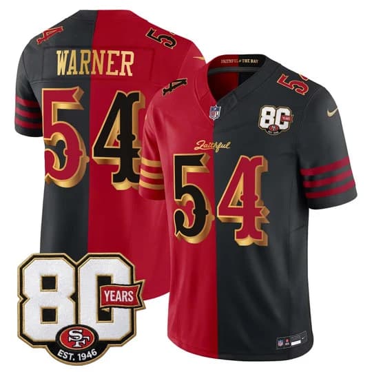 Men's San Francisco 49ers 80th Anniversary Patch Vapor Limited Jersey - Rivalries EditioFred Warner54