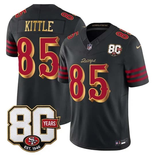 Men's San Francisco 49ers 80th Anniversary Patch Vapor Limited Jersey - Rivalries EditioGeorge Kittle