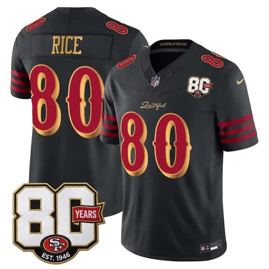Men's San Francisco 49ers 80th Anniversary Patch Vapor Limited Jersey - Rivalries Edition -Jerry Rice