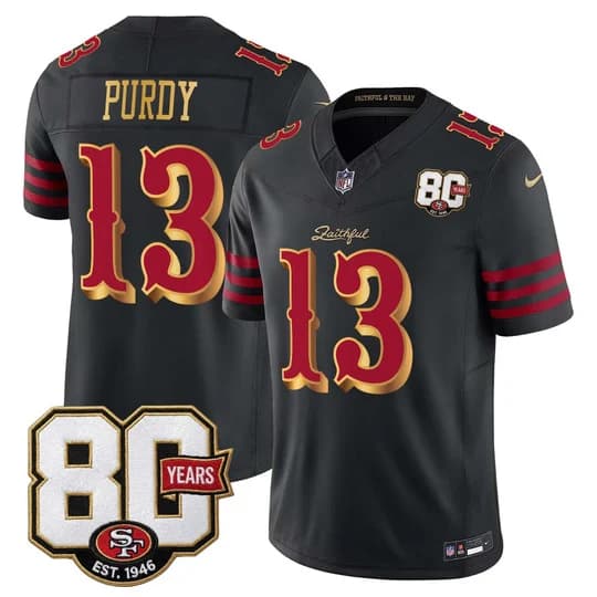Men's San Francisco 49ers 80th Anniversary Patch Vapor Limited Jersey - Rivalries Edition Brock Purdy