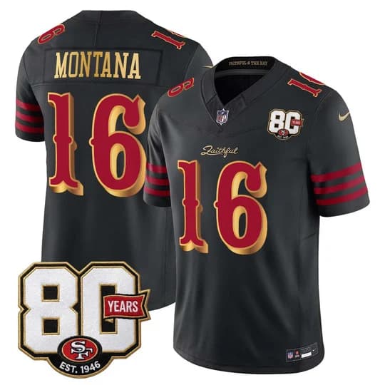 Men's San Francisco 49ers 80th Anniversary Patch Vapor Limited Jersey - Rivalries Edition Joe Montana