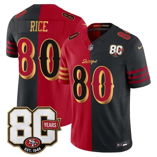 Men's San Francisco 49ers 80th Anniversary Patch Vapor Limited Jersey - Rivalries EditionJerry Rice80