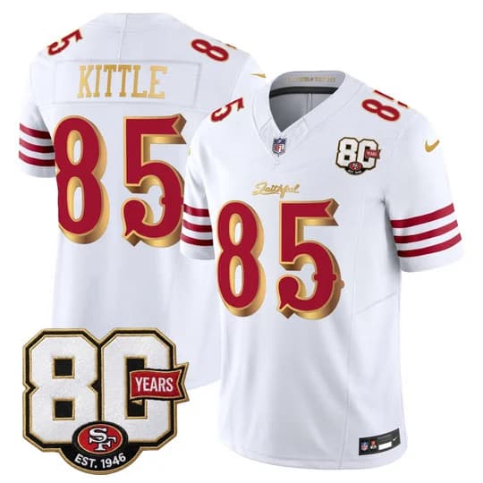 Men's San Francisco 49ers 80th Anniversary Patch Vapor Limited Jersey - Rivalries George Kittle    85