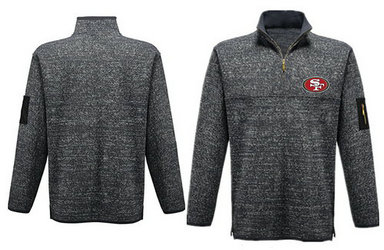 Men's San Francisco 49ers Blank Antigua Gray Fortune Sweater Knit Microfleece Quarter-Zip Pullover Gray Jacket