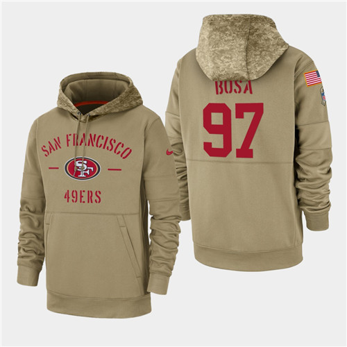 Men's San Francisco 49ers Nick Bosa 2019 Salute to Service Sideline Therma Pullover Hoodie - Tan