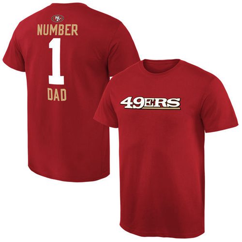 Men's San Francisco 49ers Pro Line College Number 1 Dad T-Shirt Red