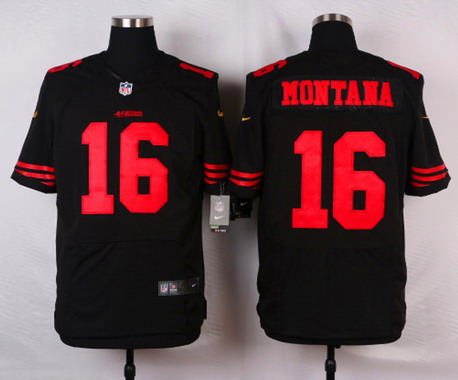 Men's San Francisco 49ers Retired Player #16 Joe Montana Black 2015 NFL Nike Elite Jersey
