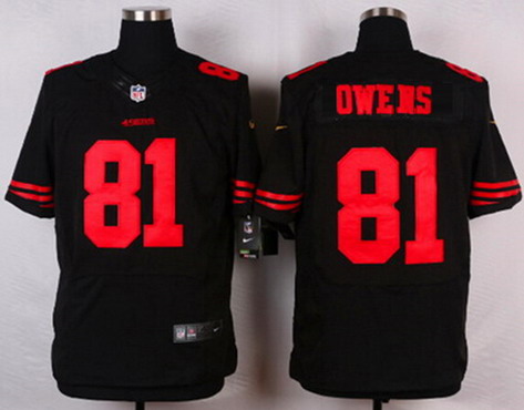Men's San Francisco 49ers Retired Player #81 Terrell Owens Black 2015 NFL Nike Elite Jersey
