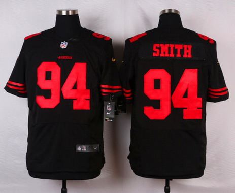 Men's San Francisco 49ers Retired Player #94 Justin Smith Black 2015 NFL Nike Elite Jersey