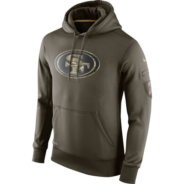 Men's San Francisco 49ers Team Logo Green Stitched Nike Olive Salute To Service Hoodie