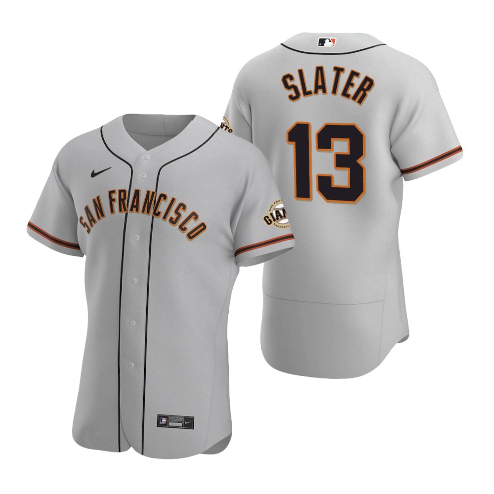 Men's San Francisco Giants #13 Austin Slater Nike Grey Road Flexbase Jersey