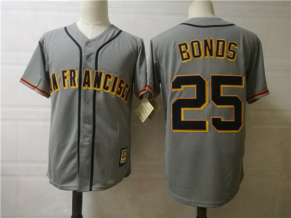 Men's San Francisco Giants #25 Barry Bonds Gray Cooperstown Throwback Jersey